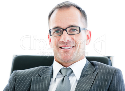 Portrait of a relaxed businessman wearing googles