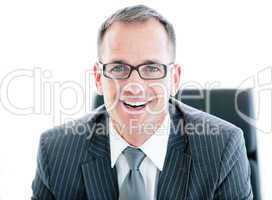 Portrait of an attractive businessman wearing googles