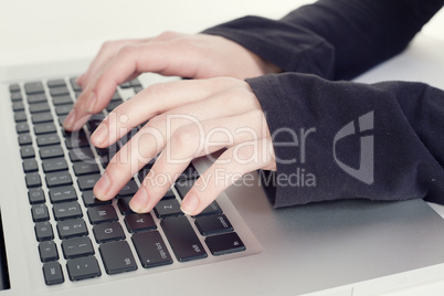 Laptop with hands