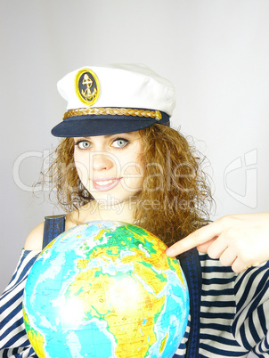 attractive woman and the globe