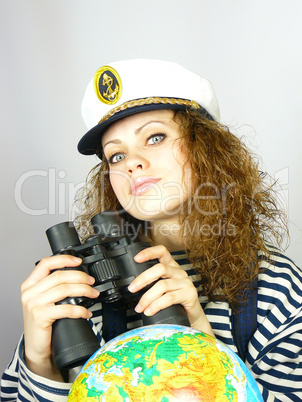 girl the captain with the globe