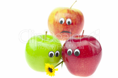 joke apple with eyes isolated on white