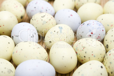 Chocolate Easter eggs. Quail