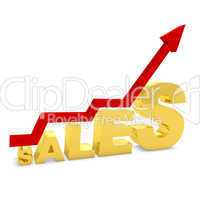 Gold bar graph showing the growth of sales