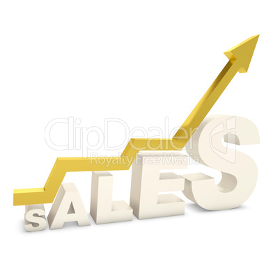 Gold bar graph showing the growth of sales