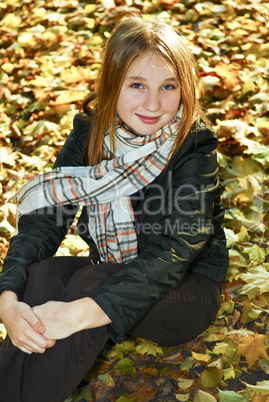 Teenage girl in the fall