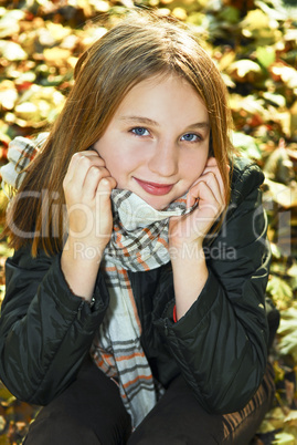 Teenage girl in the fall