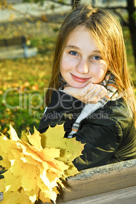 Teenage girl in the fall