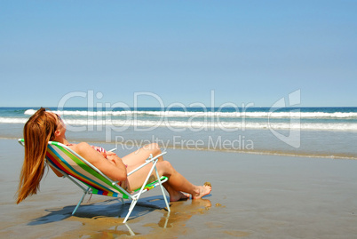 Woman relaxing on beach