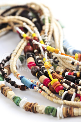 Wood and seashell bead necklaces