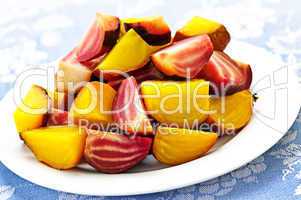 Roasted red and golden beets