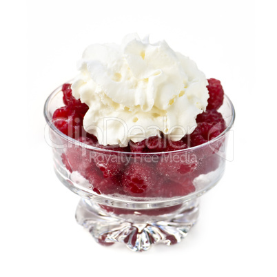 Fresh raspberries and whipped cream