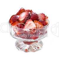 Fresh raspberries and strawberries in dish
