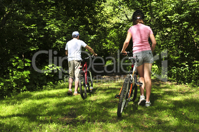 Family on bicycles