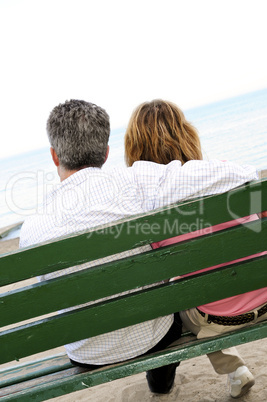 Mature romantic couple on a bench