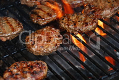 Hamburgers on barbeque