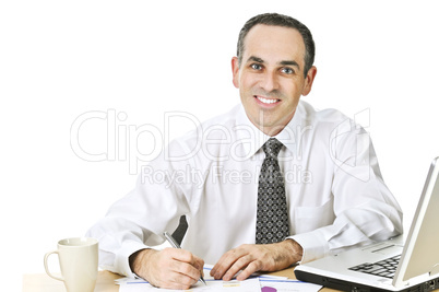 Office worker studying reports