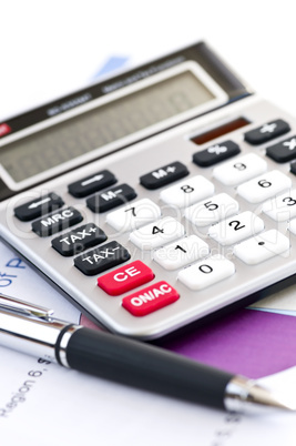 Tax calculator and pen