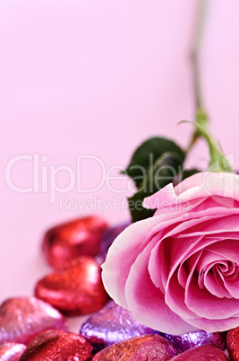 Valentine rose and candy