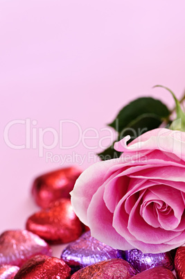 Valentine rose and candy