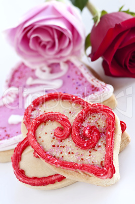 Valentines cookies and roses