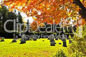 Graveyard with tombstones