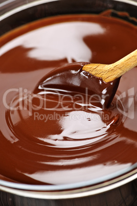 Melted chocolate and spoon