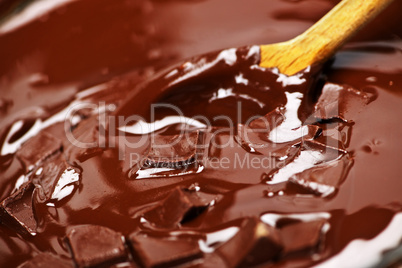 Melting chocolate and spoon