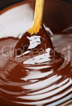 Melted chocolate and spoon