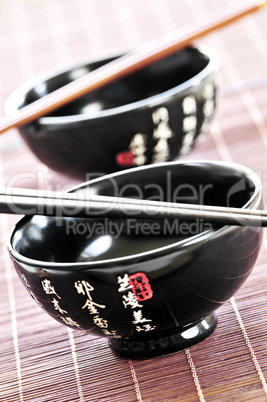 Rice bowls and chopsticks