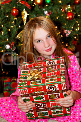 Child with Christmas present