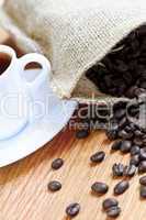 Coffee beans and espresso
