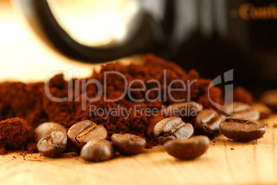 Coffee beans and ground coffee