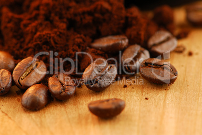 Coffee beans and ground coffee