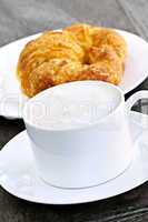 Latte coffee and croissant