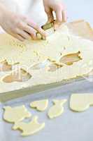 Cutting cookies from dough
