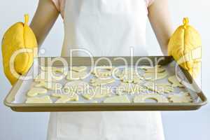 Baking sheet with cookies