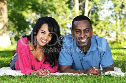 Happy couple in park