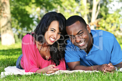 Happy couple in park