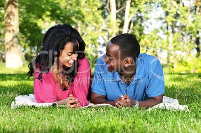 Happy couple in park