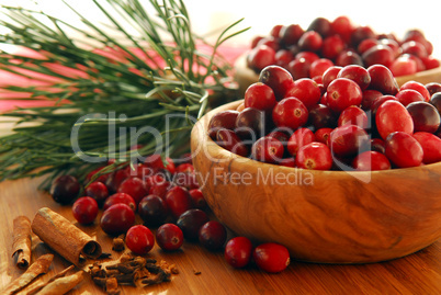 Cranberries in bowls