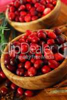 Cranberries in bowls