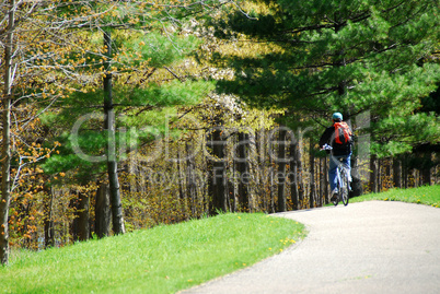 Cycling in a park