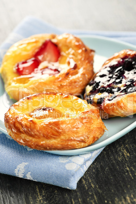 Three fruit danishes