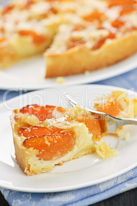 Slice of apricot and almond pie