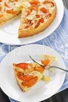 Slice of apricot and almond pie