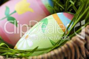 Easter eggs with green grass