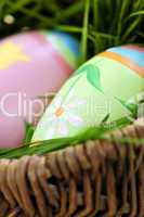 Easter eggs with green grass
