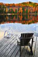 Wooden dock on autumn lake