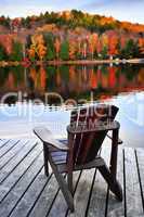 Wooden dock on autumn lake